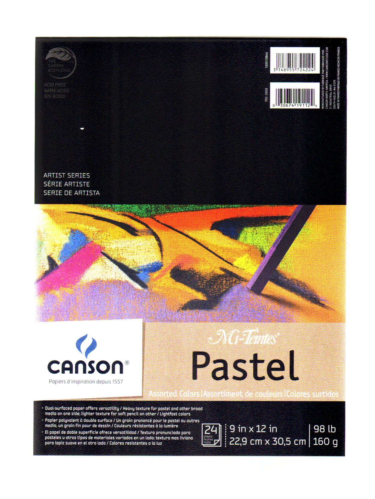 Canson Mi-Teintes Pastel Pad Spiral 24x32cm 16 Sheets Black